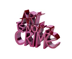 Art Is Not A Crime (Pink) by Mr. Brainwash - Chrome Plated Resin Sculpture sized 8x6 inches. Available from Whitewall Galleries